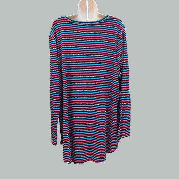 Lane Bryant Multicolored Striped V Neck Long Sleeve T-Shirt Top Size 22/24 - Picture 7 of 9
